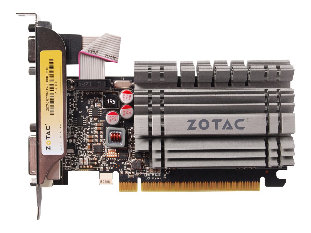 reporte logo sustantivo ZOTAC GeForce GT 730 - Tarjeta gráfica - GF GT 730 - 4 GB DDR3 - PCIe 2.0  x16 perfil bajo - DVI, D-Sub, HDMI - sin ventilador | PCLinkStore somos  full Tecnología