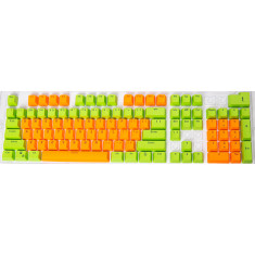 KeyCaps Fully PBT Colores, 108+2 Teclas, Layout Ingles, para Teclado Mecánico, naranjo, verde
